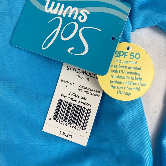 NWT Sol Swim Rashguard & Swim Trunks Set - Size 4 - Picture 5 of 8